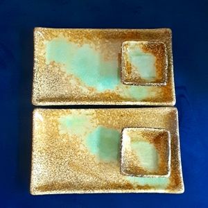 NWOT Miya Sushi Set for Two in Brown and Green